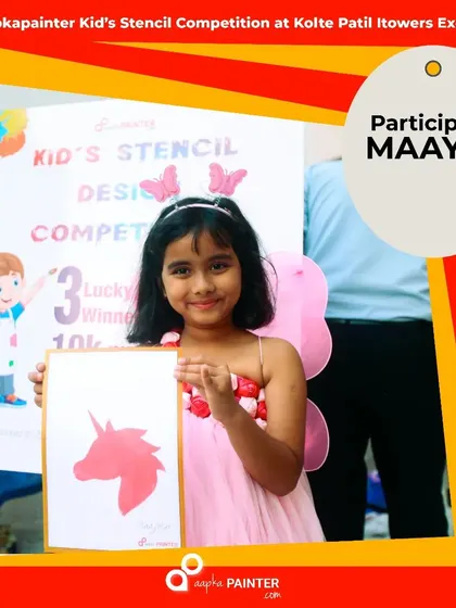 Maayra, dressed as a fairy, brought her magical touch to our stencil competition with this lovely unicorn painting.