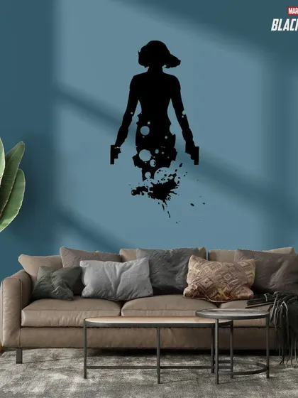 A powerful Black Widow silhouette mural for the Marvel fan in your family. This design is both artistic and heroic.