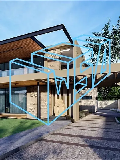 The exterior of the Jammu residence, showing its clean lines and use of natural materials. The design creates a modern sanctuary that feels both grand and welcoming.
