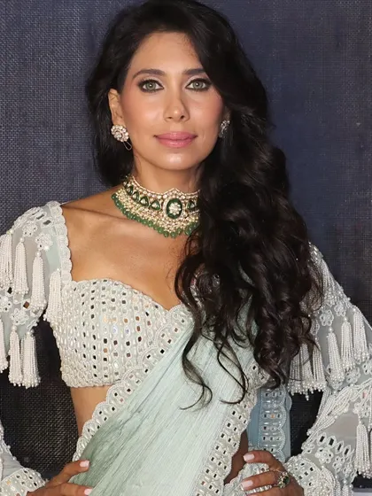 Glowy, dewy, and absolutely glam. Our Makeup Director created this stunning look, perfect for the Ambani wedding festivities.