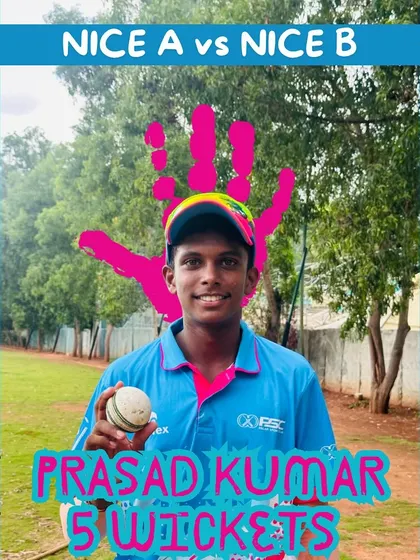 Prasad Kumar celebrates his 5-wicket haul in an internal practice match. Our competitive internal games are designed to bring out peak performances like this.