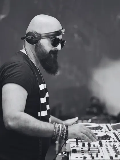 Another black and white shot from a Sunday set. It captures the intensity and concentration required to command a dance floor.