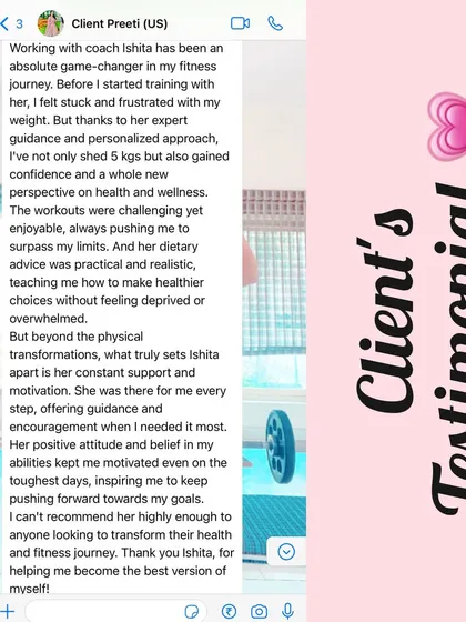 "Her positive attitude and belief in my abilities kept me motivated." This client testimonial from Preeti in the US shows how constant support and a realistic approach are key to transformation.