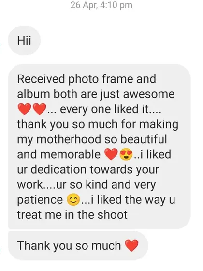 Thank you for your beautiful words! I'm so happy that you felt my patience and dedication during the shoot. Making my clients feel comfortable and cherished is the most important part of my work.