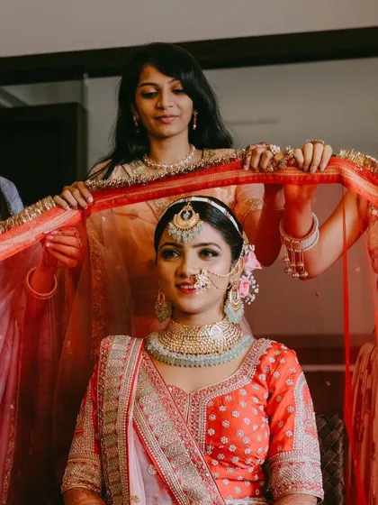 A beautiful portrait of a royal bride. The minimal makeup allows her natural beauty and the stunning jewelry to be the focus.