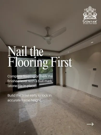 To ensure a perfect frame height, it's crucial to have the flooring completed or at least marked with a bull mark. This is one of the key points in my civil checklist to ensure a flawless installation.
