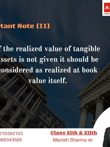 This note explains the rule for the realized value of tangible assets when it is not explicitly mentioned. It is considered realized at its book value.