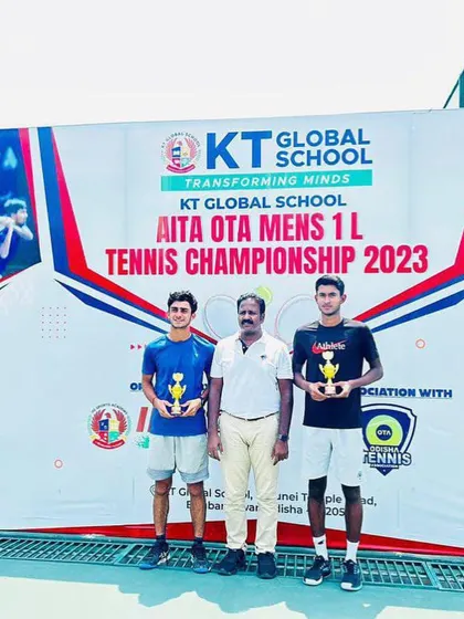 A repeat of the doubles finalists shot, highlighting the competitive spirit of the event.