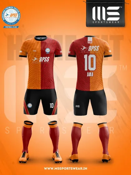 Our official Home Kit. The vibrant orange and red design represents the fire and passion of BPSS. When my players wear this jersey, they represent our club's identity and spirit.