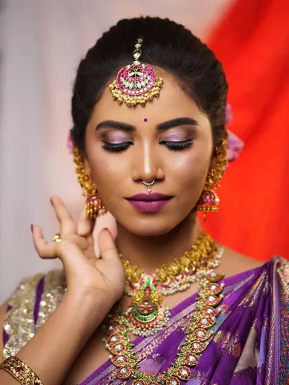 A close-up focusing on the expertly blended eyeshadow. The transition from light to dark shades creates a beautiful gradient effect on the eyelids.