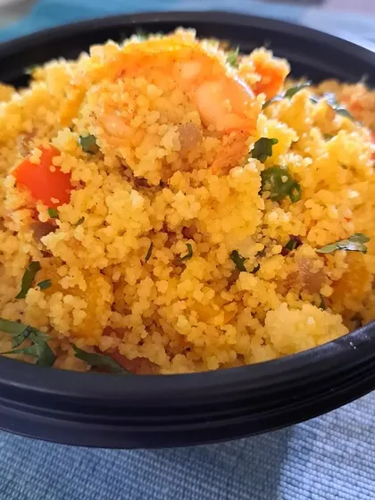 My Mediterranean Couscous with shrimps and roasted vegetables is a light and refreshing delight. It's a healthy and flavorful option that I often feature on my weekly menu.