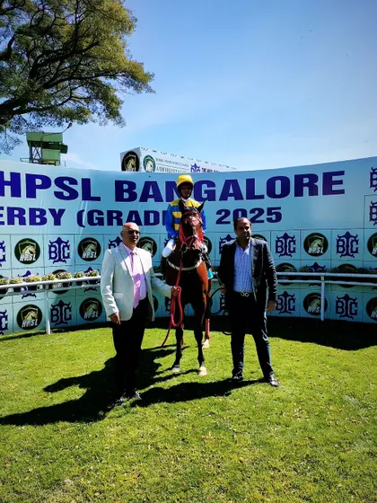 Elveden, with jockey Aleemuddin, after winning The Saddle Up Cup.