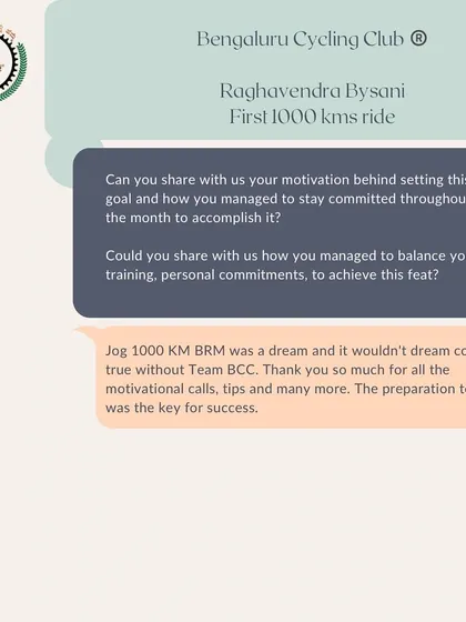 Raghavendra Bysani shares his story of completing his first 1000km ride, the Jog 1000 KM BRM, in our 'Spoke Talk' series. He credits the motivational calls and tips from the BCC family for making his dream a reality.