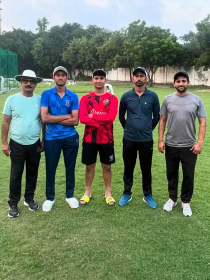 The team behind the talent. Our coaches stand proudly with Pranav and Dhruv after their selection and captaincy appointment for the DDCA U-19 squad.