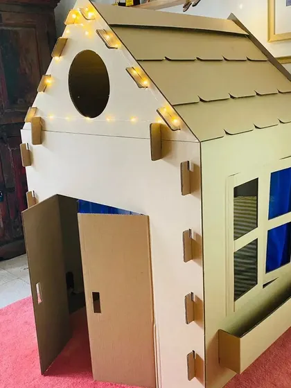 The perfect canvas for creativity. This unpainted playhouse, with its charming details, is just waiting for an artist to bring it to life with colors and decorations.