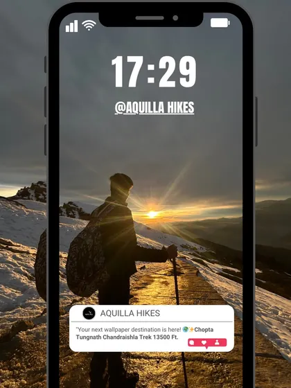 Your next wallpaper destination is here. A trekker on the Tungnath trail at sunrise.