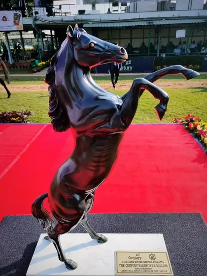 A unique rearing horse sculpture, the trophy for The Century Valentine's Million.