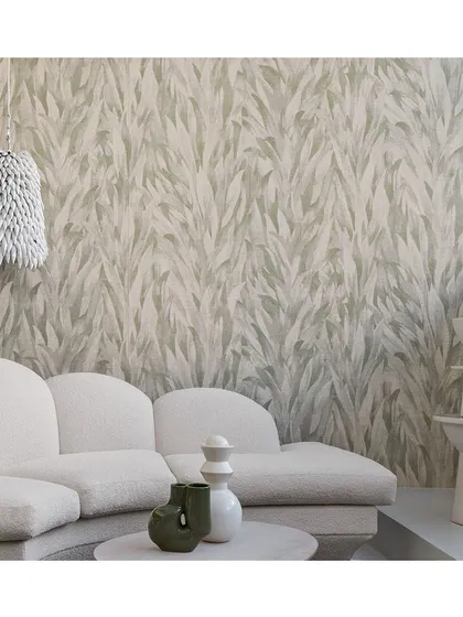 Inspired by a watercolor sketch of a leaf, this foliage-patterned wallpaper by Casamance creates a soothing and tranquil aesthetic. The soft, layered design is perfect for a bedroom or living space where relaxation is key.