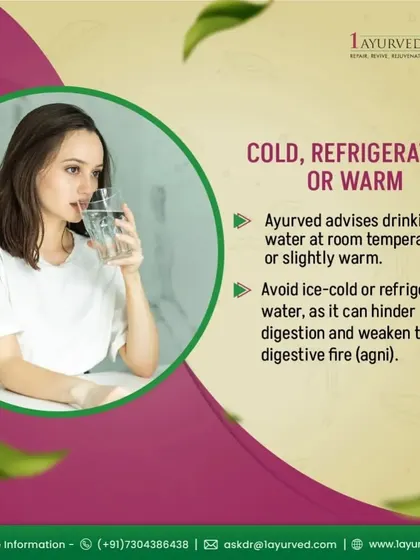 The temperature of your water matters. We advise against ice-cold or refrigerated water as it weakens the digestive fire. Room temperature or slightly warm water is ideal for maintaining healthy digestion and metabolic function.