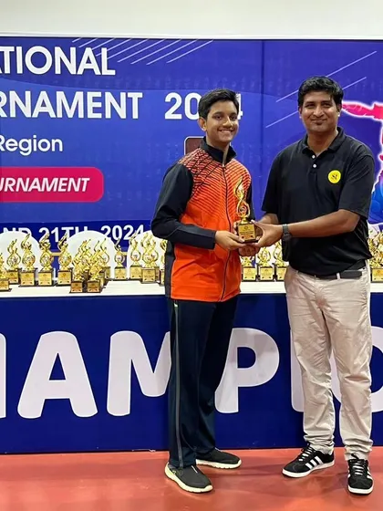The joy of victory. One of our students proudly accepts his trophy at the CISCE National Shooting Tournament 2024.