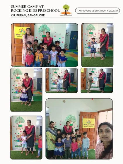 More happy memories from our summer camp at Rocking Kids Preschool in KR Puram, Bangalore. This collage shows students proudly holding their certificates, a symbol of their effort and achievement.