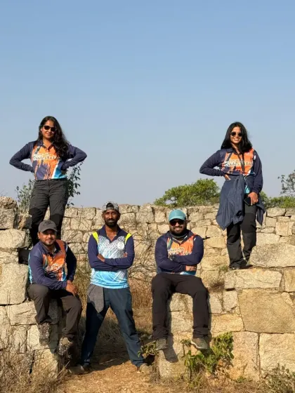Our team members posing on the fort walls during the Women's Day trek. We are proud to foster an environment of empowerment and leadership.