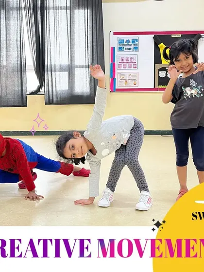 Our creative movement class in action. Even our Spiderman fan finds his groove, learning basics of jazz and ballet through fun activities and games.