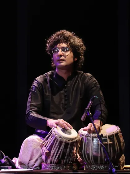 Another angle from the Royal Opera House stage. You can see the different tablas I use, each tuned to a specific pitch to match the melodic instruments.