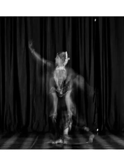 These motion-blur images from the Nritya Shankara series capture the fluid essence of dance. They represent the spirit of movement that transcends a single frozen moment.