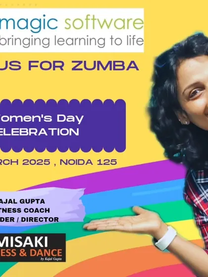 We were thrilled to partner with Magic Software for their Women's Day celebration. This poster announced our special on-site Zumba session for their Noida office.