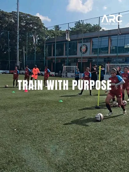 Train with purpose. This image from our Women in Sports camp shows athletes engaged in on-field drills, highlighting the focused and intentional training environment I create.