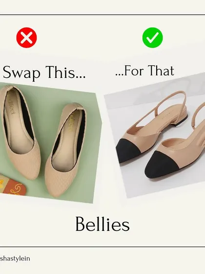 Swap your basic, round-toe bellies for a more modern, pointed-toe slingback flat. The updated shape instantly elevates your footwear game.