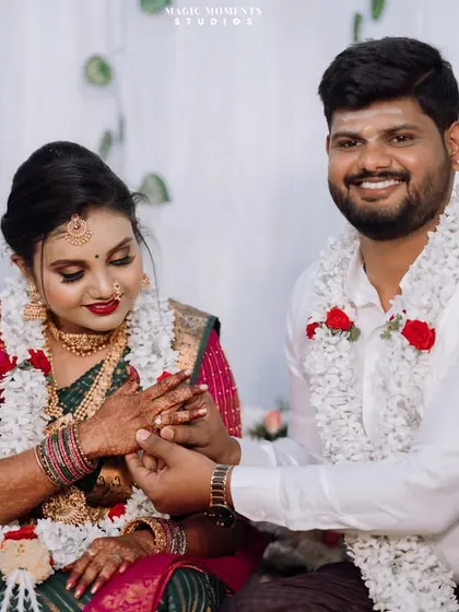 The ring ceremony. A key moment from Chethan and Muddugnaga's engagement, where they officially seal their commitment.