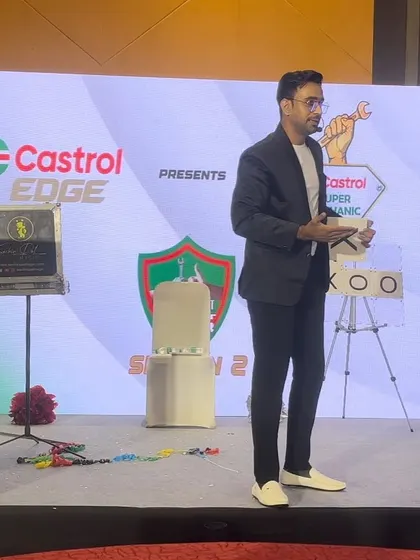 On stage for my 7th show with Castrol. Building long-term relationships with clients is a core part of my work.
