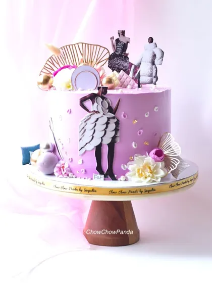 Another angle of the stylish cake, perfect for a brand launch or a fashion lover's birthday.