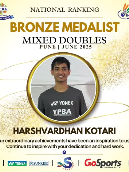 Harshvardhan Kotari's first-ever Bronze medal at an All India Senior Ranking tournament, a huge milestone for him in Mixed Doubles.