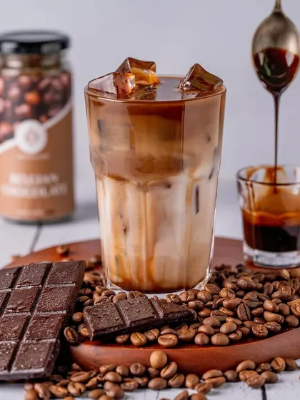 A slightly different composition of the Belgian Chocolate iced coffee, showcasing the rich layers and textures. I always provide multiple options to ensure the client has a variety of visuals.