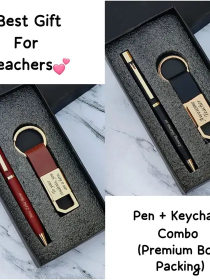 The perfect gift for teachers. This pen and keychain combo comes in a premium box and can be engraved with a name and a thank you message.