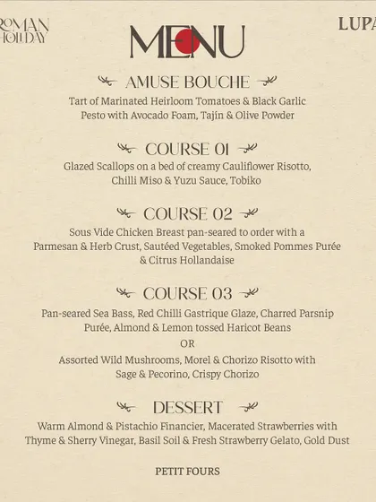 An update on our Valentine's plans. Due to city-wide closures, I moved our exclusive 3-course dinner to a special lunch service on the 14th.