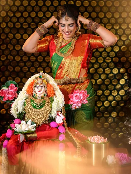 A happy moment during the Varamahalakshmi pooja. It’s a joy to get dressed up and celebrate these special festivals with family.