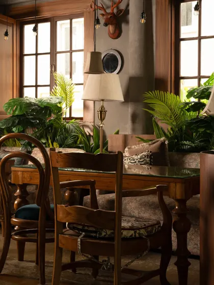 In a world of fleeting trends, Echoes is designed to feel timeless. This corner, with its aged wood, patterned cushions, and vintage lamps, evokes a slow, soulful rhythm inspired by the enduring charm of Himalayan cafés.