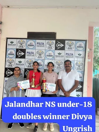 Celebrating another doubles victory. Our trainee Divya Ungrish emerged as the winner in the Jalandhar NS Under-18 doubles tournament, showcasing her strong partnership skills.