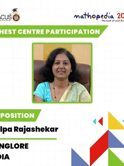 Recognizing Shilpa Rajashekar from Bangalore for achieving the Highest Centre Participation award.