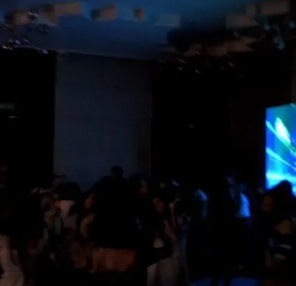 The LED visuals create a tunnel effect, drawing the crowd into the music.