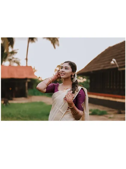 A lovely portrait of the bride, her expression happy and serene.