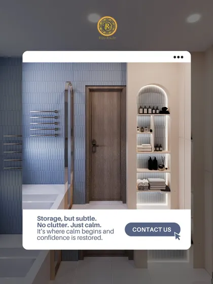 Storage, but subtle. No clutter, just calm. This bathroom features a beautiful arched niche with integrated lighting, providing elegant, open shelving for towels and toiletries, restoring confidence through calm design.