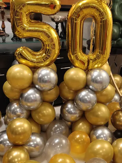 A close-up of the large, high-quality foil numbers we use for milestone birthdays.