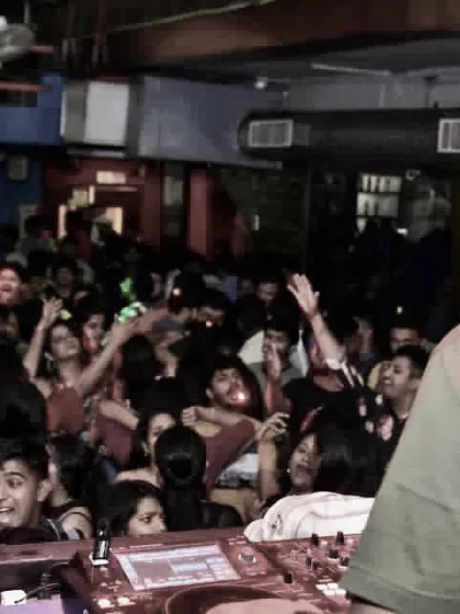 A view from my perspective, looking out at a sea of people vibing to the music. This is the Saturday smash madness I live for.