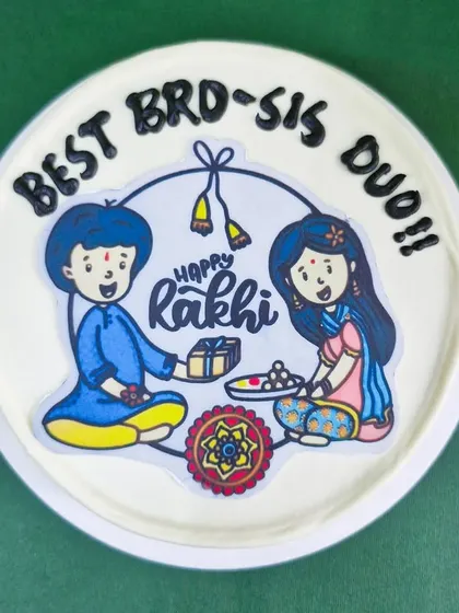 This custom Rakhi cake design celebrates the traditional bond between brother and sister, making it a sweet and meaningful gift.