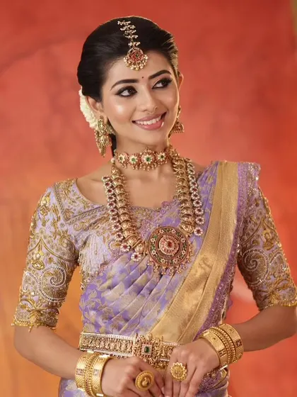 The model looking radiant and happy, a perfect inspiration for any bride-to-be.
